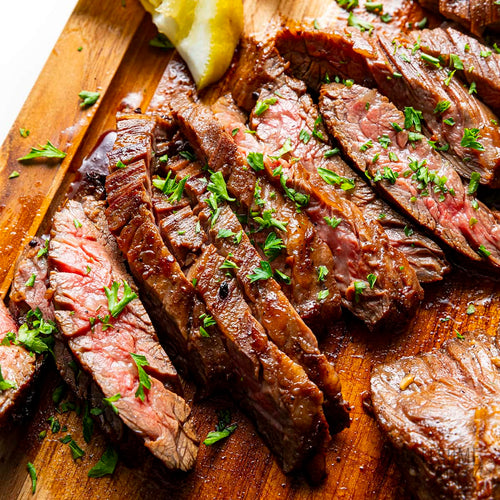ANGUS BEEF SKIRT OUTSIDE PEELED FROZEN (7 LB AVG BAG)